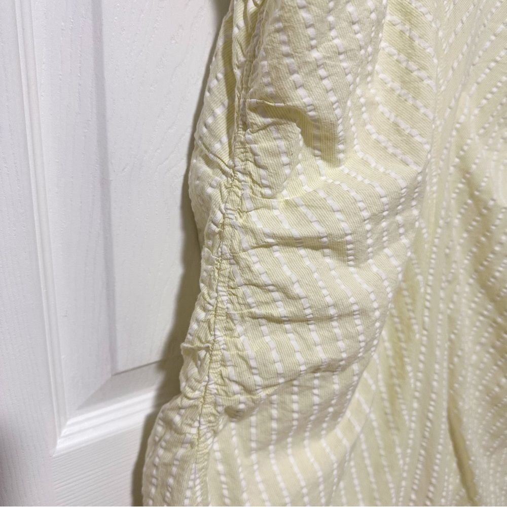 Ganni Seersucker Stripe Midi Dress Stripe Flan Size 14 Yellow - Picture 12 of 16